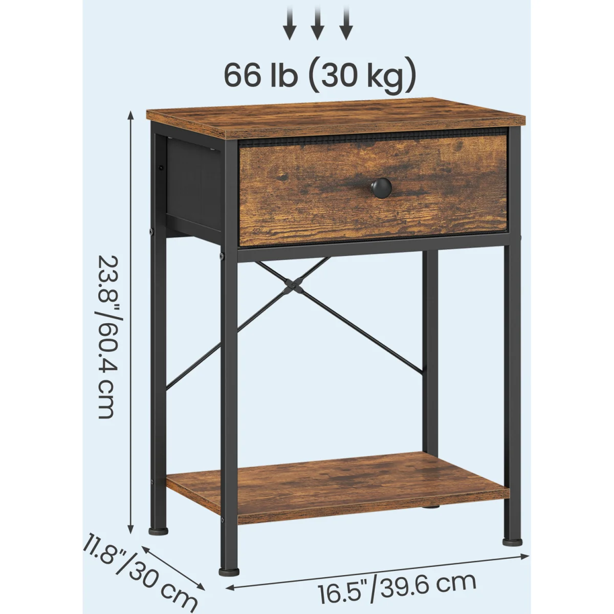 Set of 2 Bedside Tables with Drawer, Nightstands with Shelf, Brown - Brown – image 4