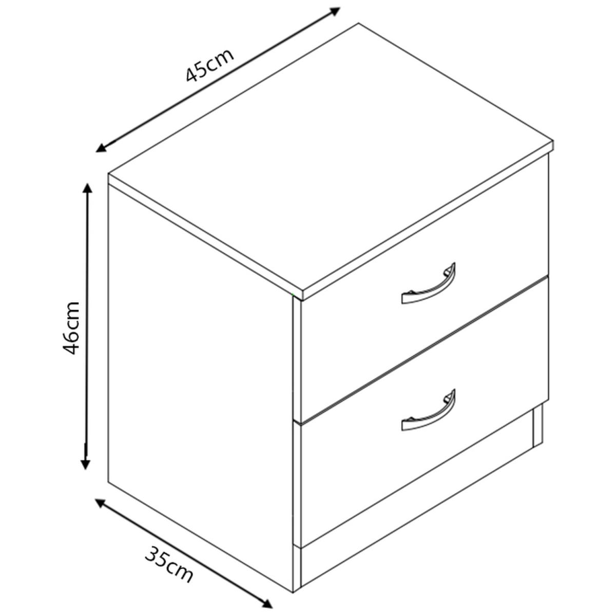 Chiswick 2 Drawer Bedside Table Gloss Finish - Gloss White – image 2