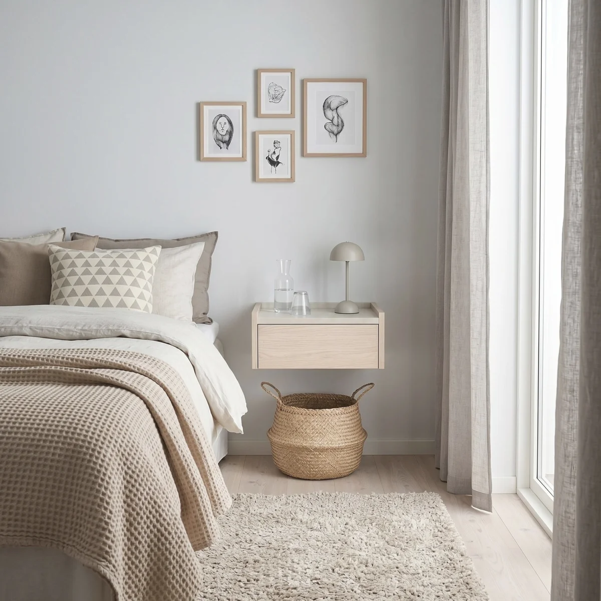Decortie Brisa Wall Mounted Bedside Table With Tray Top - Sonoma Oak, Sandstone – image 2
