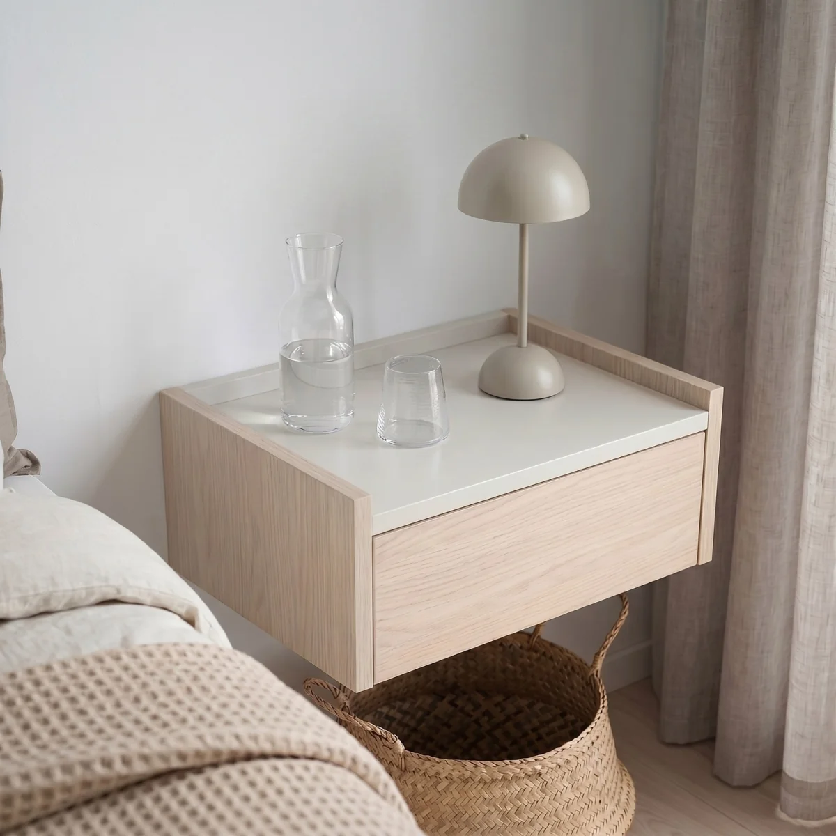 Decortie Brisa Wall Mounted Bedside Table With Tray Top - Sonoma Oak, Sandstone – image 3