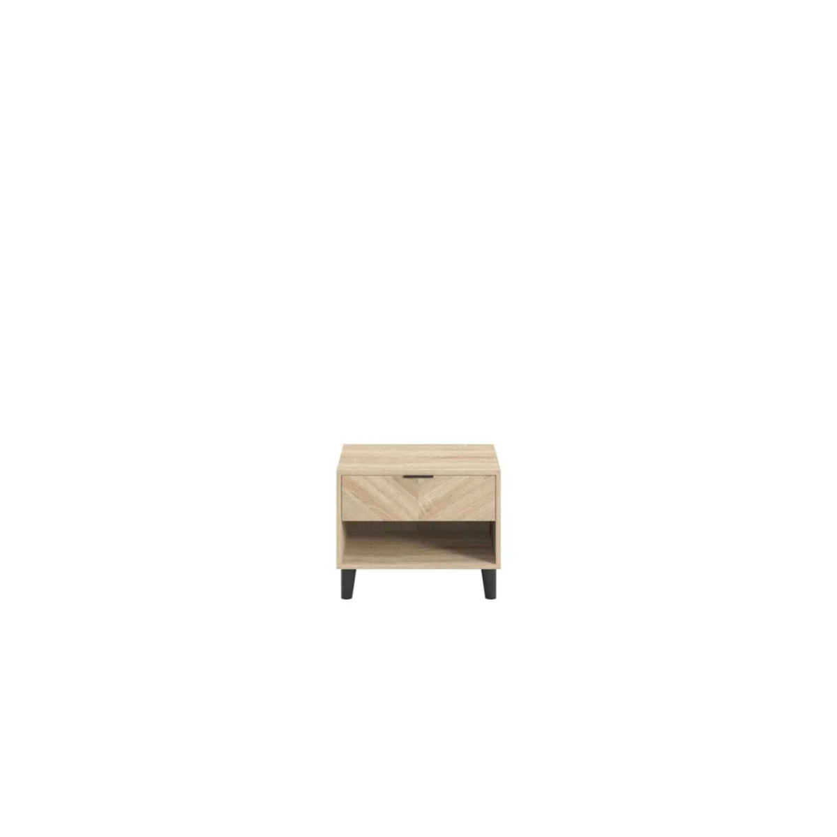 Skerries Chevron 1-Drawer Bedside Cabinet - Sonoma Oak with Bottom Shelf - Neutral – image 2