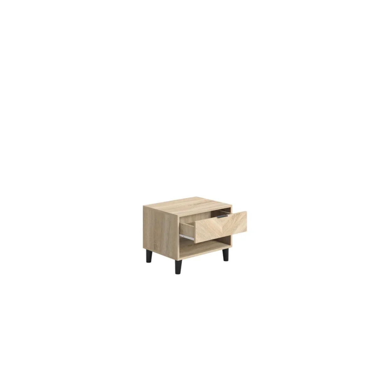 Skerries Chevron 1-Drawer Bedside Cabinet - Sonoma Oak with Bottom Shelf - Neutral – image 3