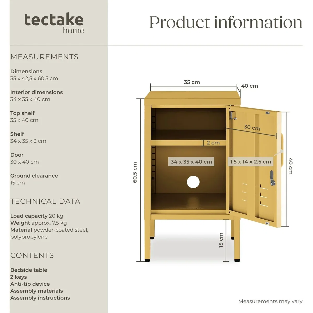 dressforfun® Metal bedside table Baker - Yellow – image 34
