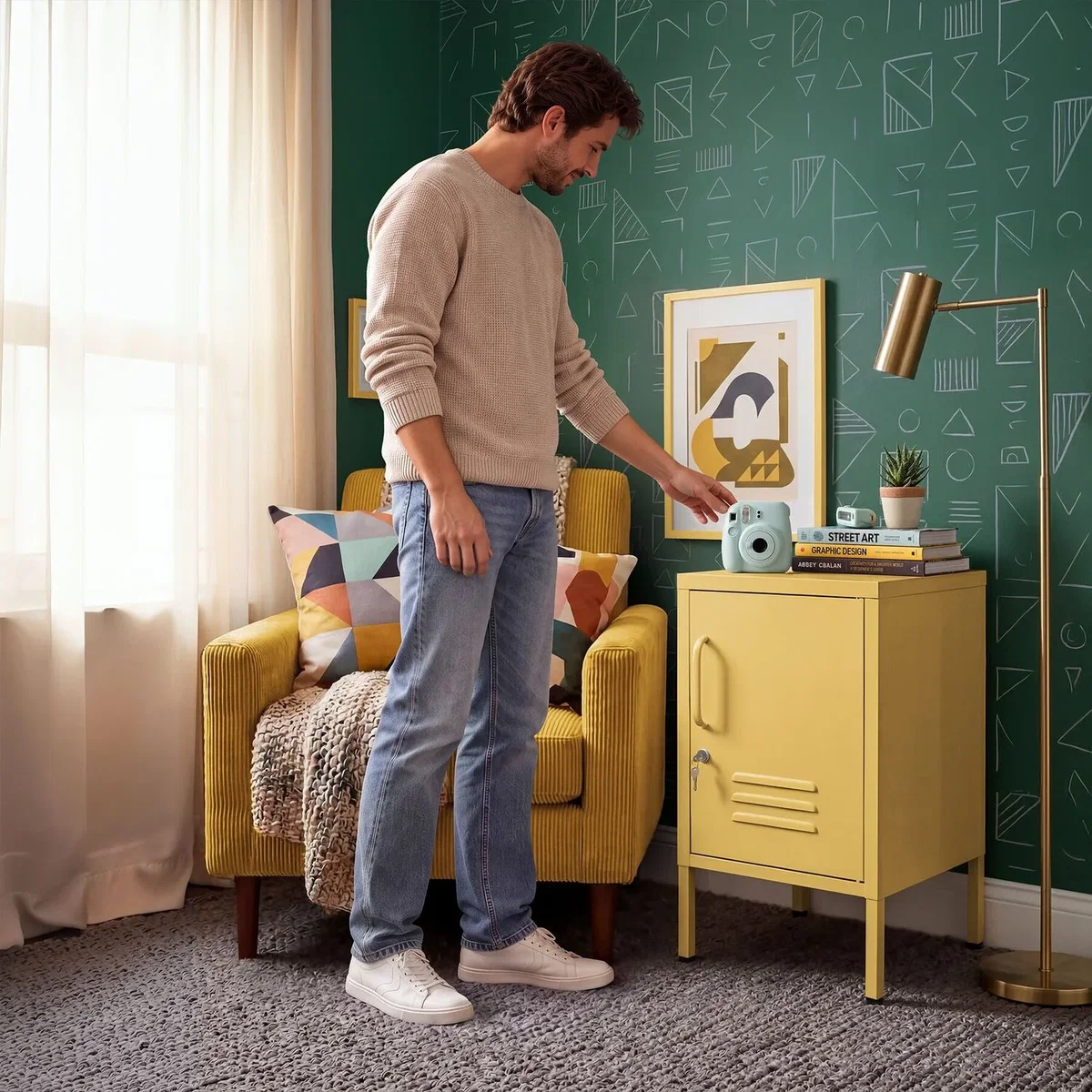 dressforfun® Metal bedside table Baker - Yellow – image 39