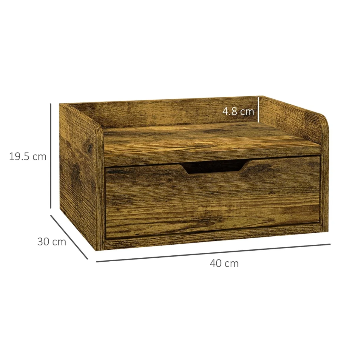 Mita Tova Rustic Brown Set of 2 Wall-Mounted Floating Bedside Tables with Drawer Storage – image 4