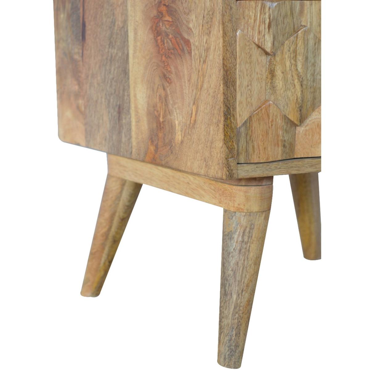Pineapple Carved 2 Drawer Bedside Table - Brown – image 4