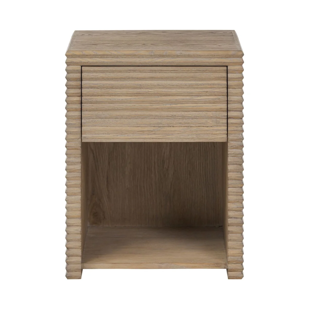 Mandarina Weathered Oak Ribbed 1-Drawer Bedside Table - Neutral – image 3
