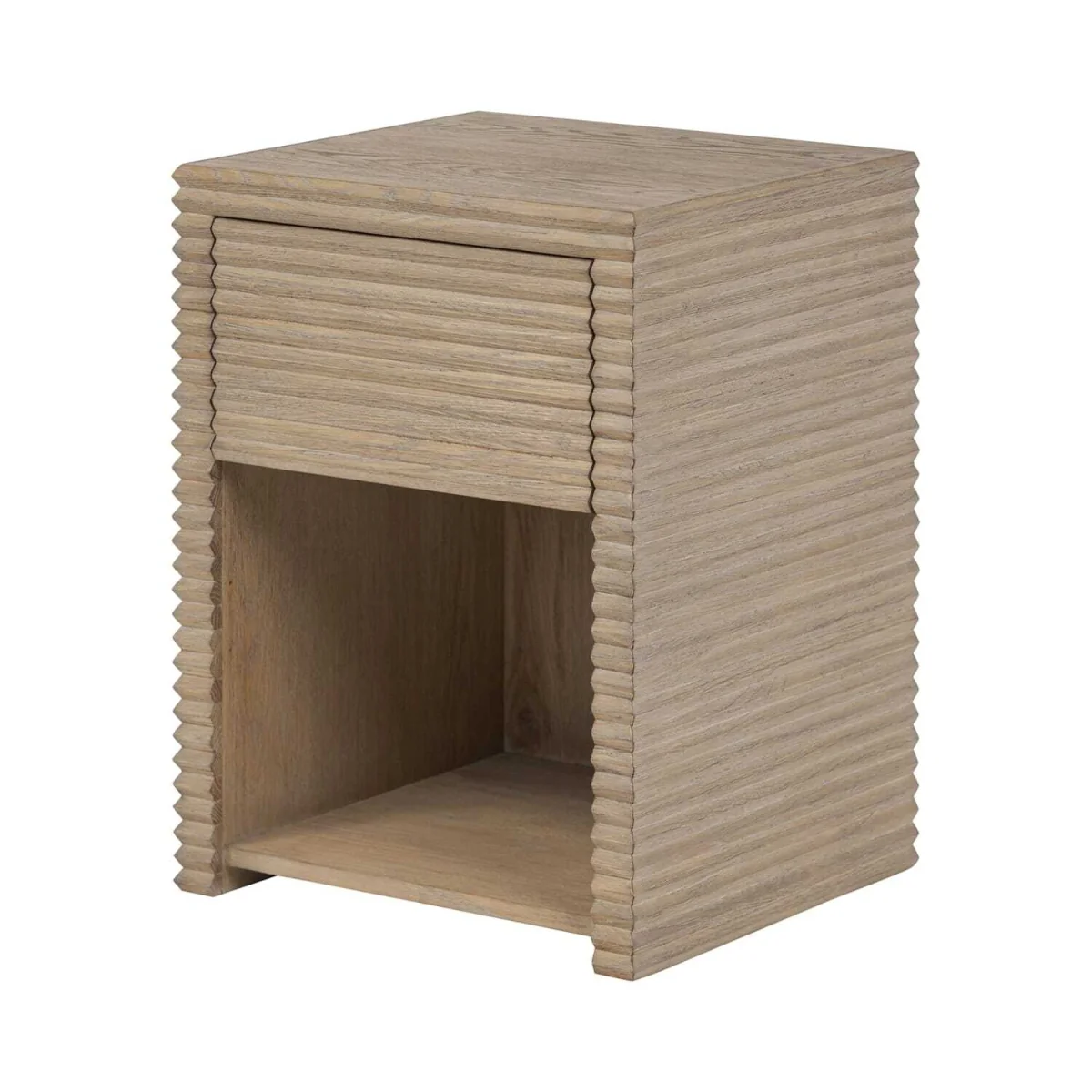 Mandarina Weathered Oak Ribbed 1-Drawer Bedside Table - Neutral – image 4