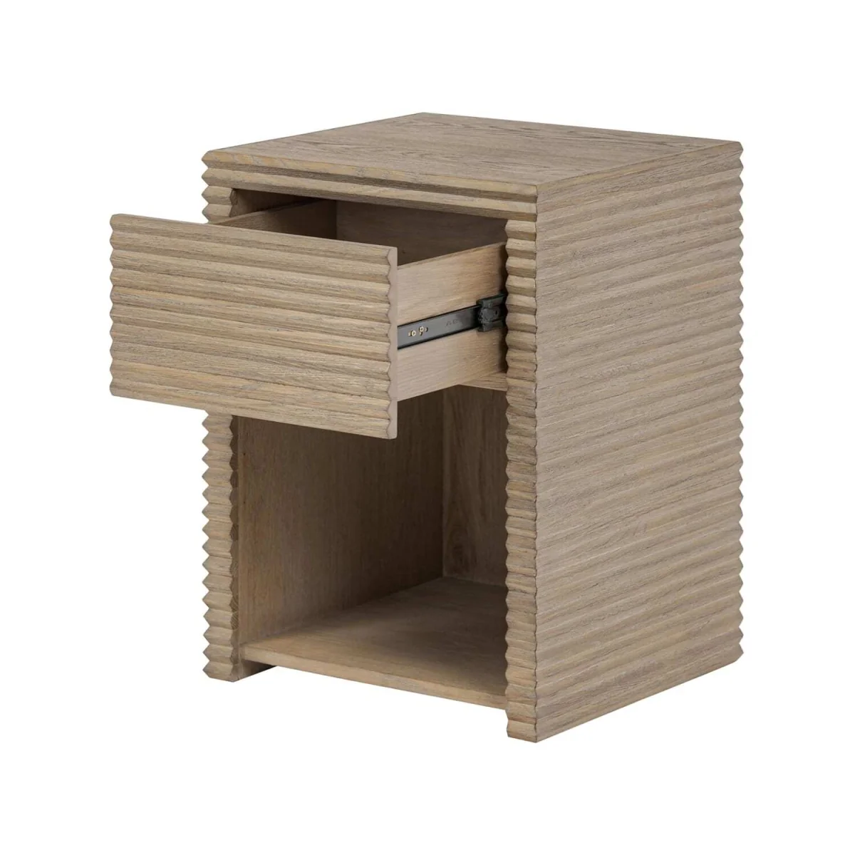 Mandarina Weathered Oak Ribbed 1-Drawer Bedside Table - Neutral – image 5