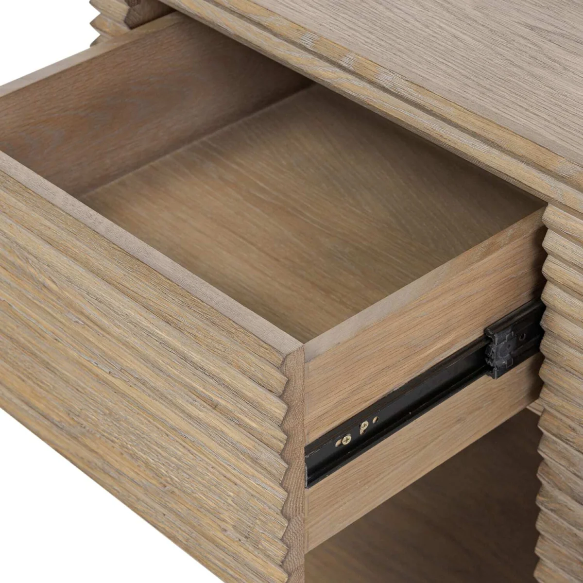 Mandarina Weathered Oak Ribbed 1-Drawer Bedside Table - Neutral – image 6