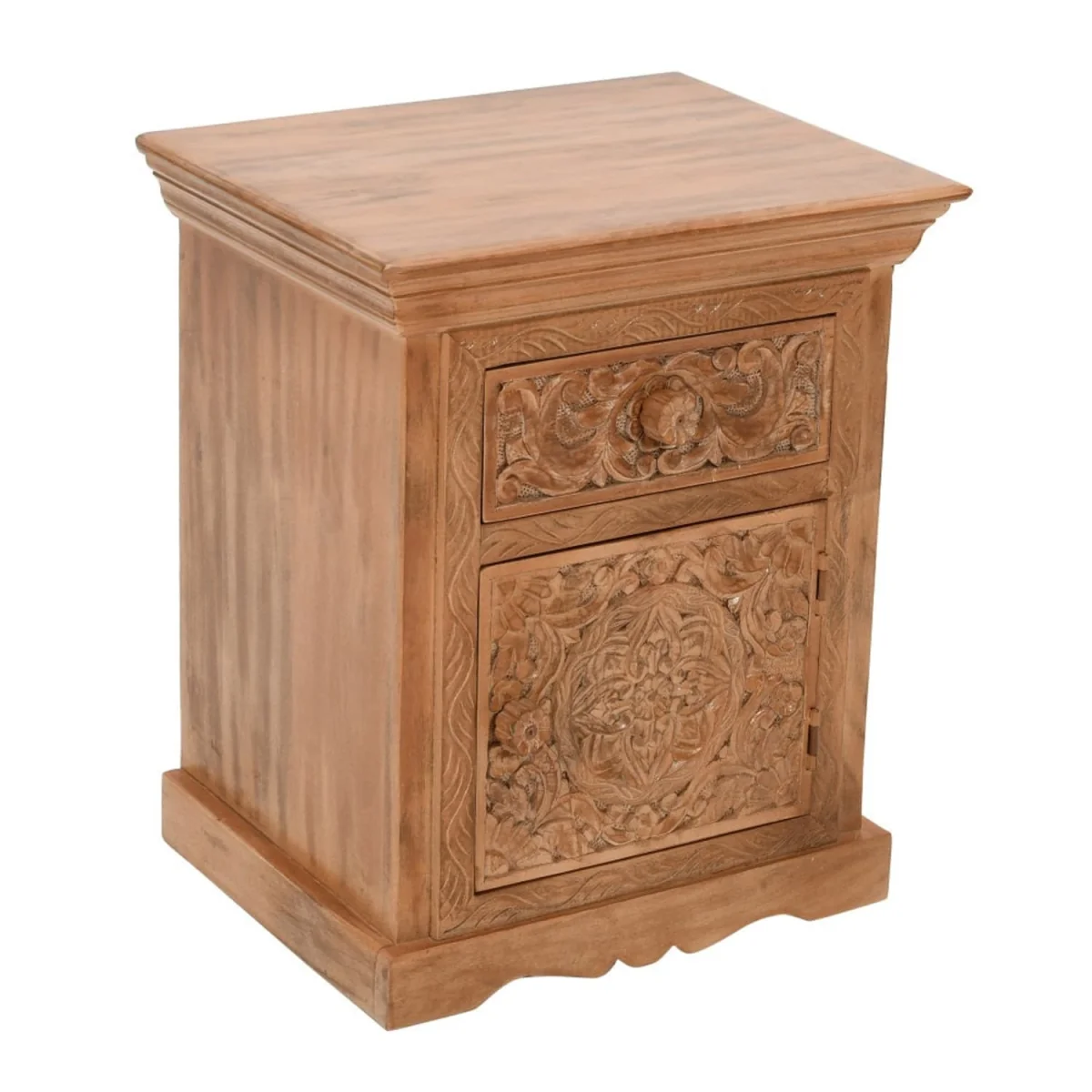 Brighton Whitewashed Mango Wood Bedside Table, 1 Drawer 1 Cupboard - Brown – image 3