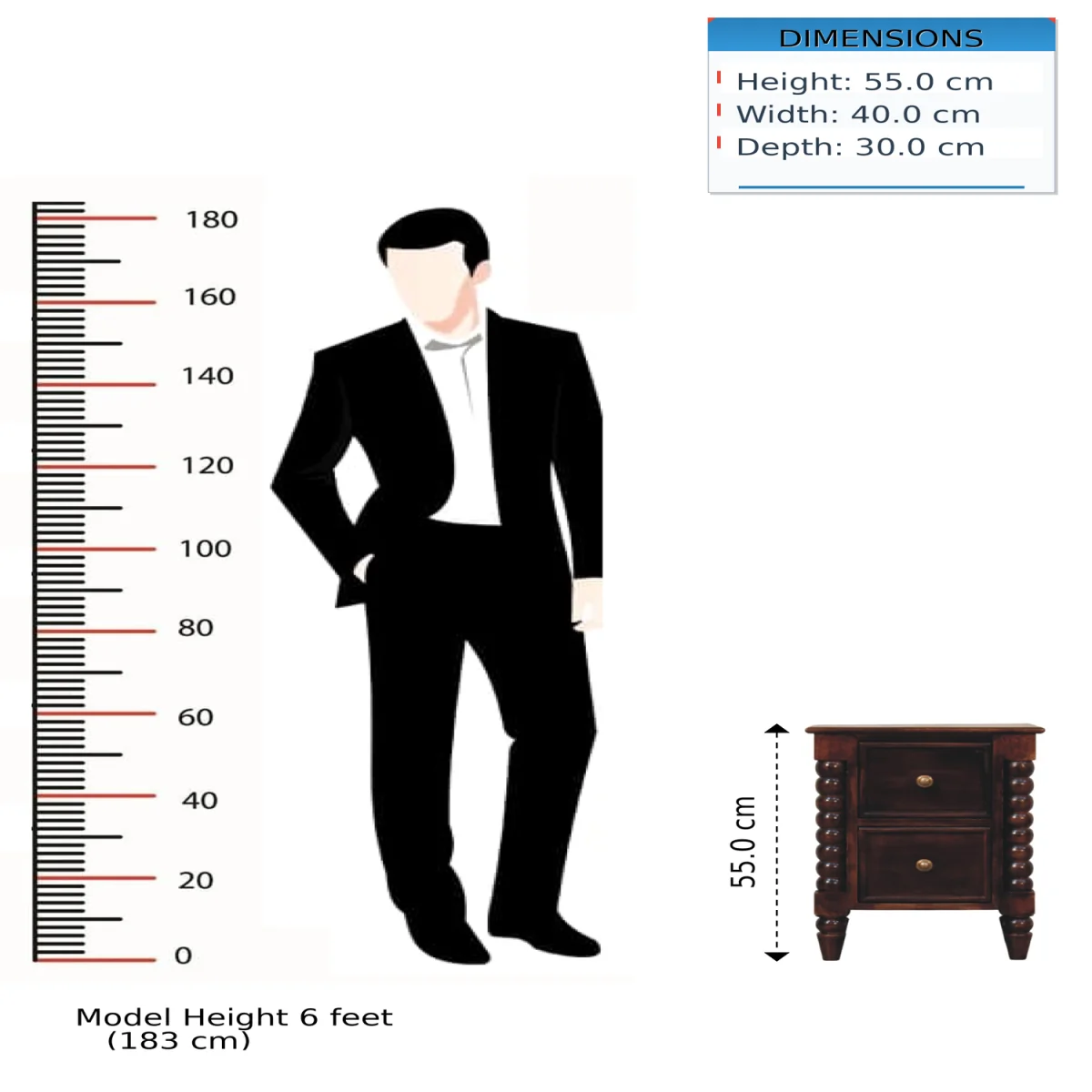 Spindle Winewood Nightstand – image 10