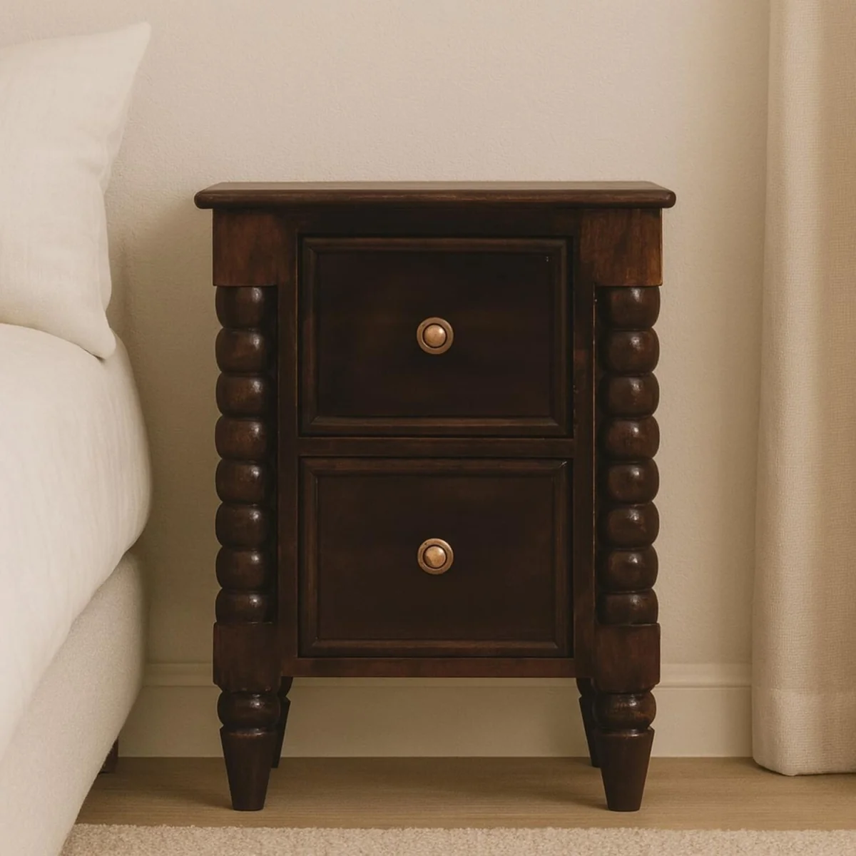 Spindle Winewood Nightstand – image 1