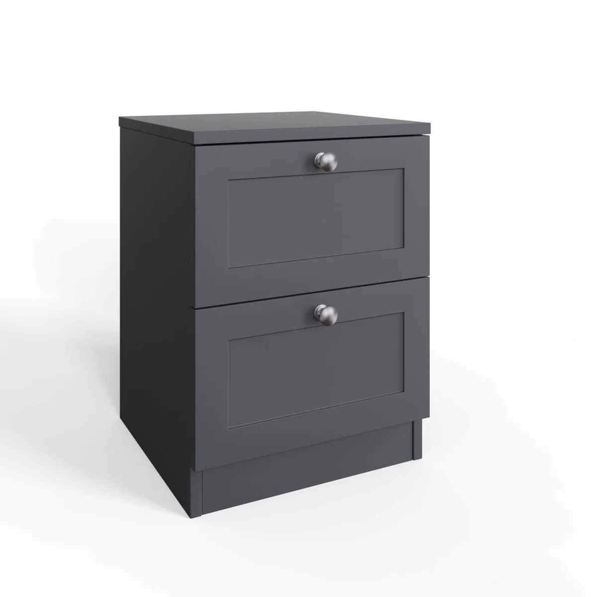 FWStyle Matt Grey 2 Drawer Bedside Shaker Style Polished Handles - Matt Grey – image 3