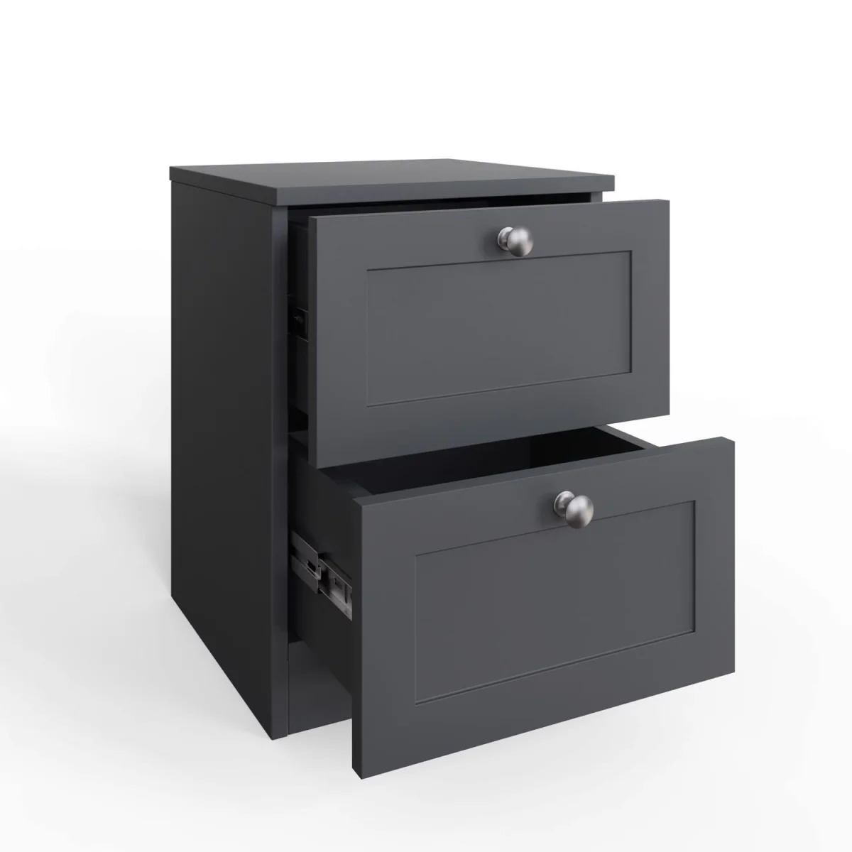 FWStyle Matt Grey 2 Drawer Bedside Shaker Style Polished Handles - Matt Grey – image 4