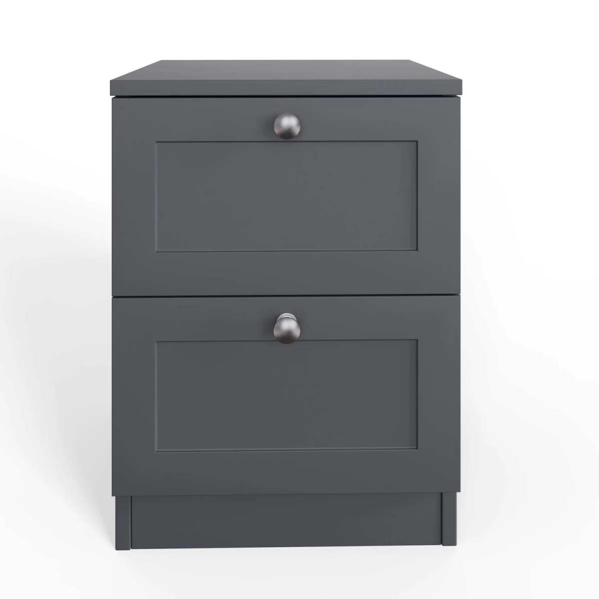 FWStyle Matt Grey 2 Drawer Bedside Shaker Style Polished Handles - Matt Grey – image 5