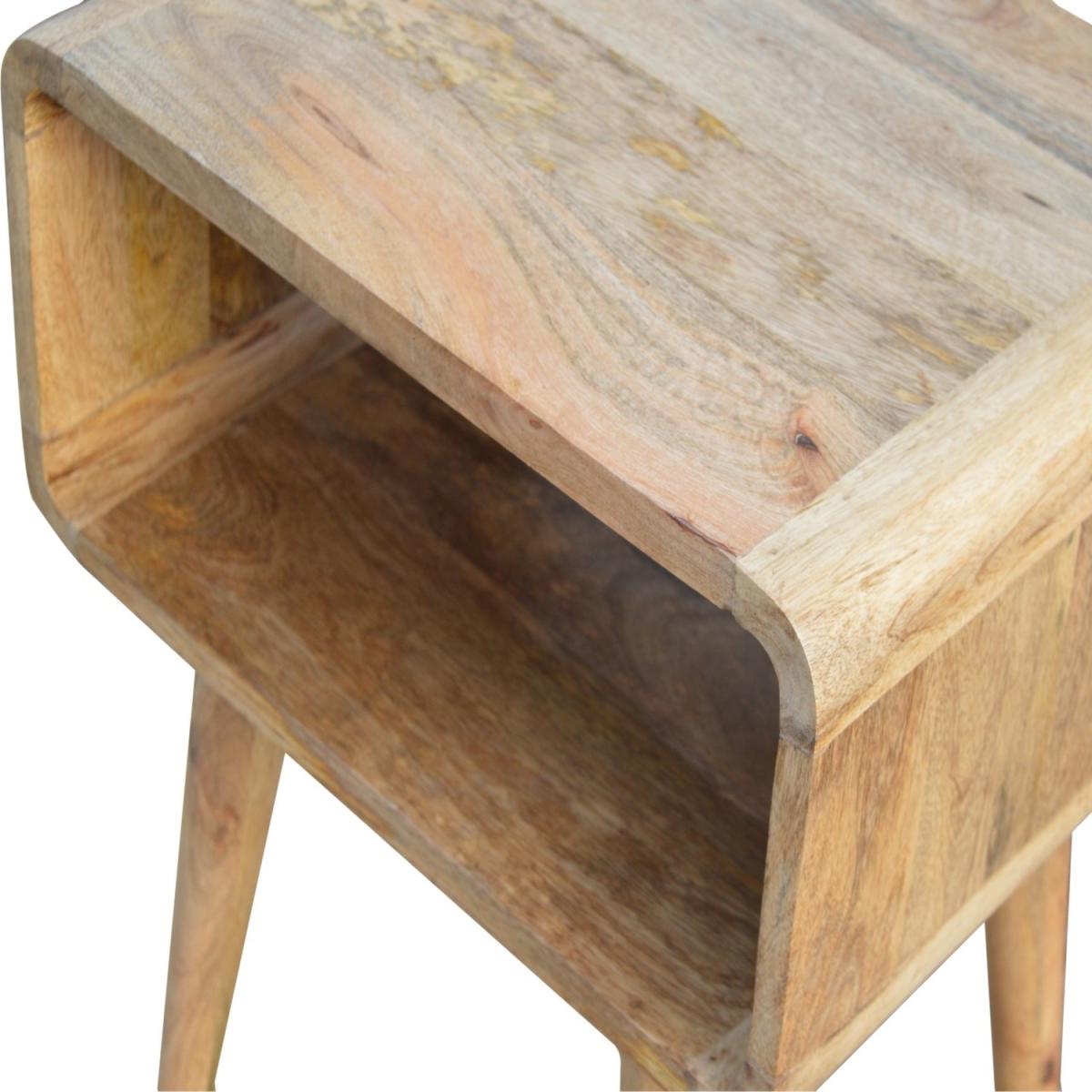 Solid Wood Curved Open Bedside Table with Open Slot - Orange – image 3