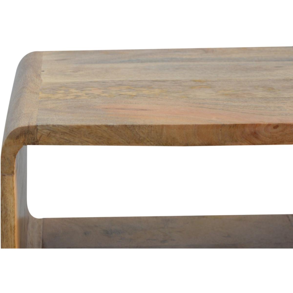 Solid Wood Curved Open Bedside Table with Open Slot - Orange – image 6