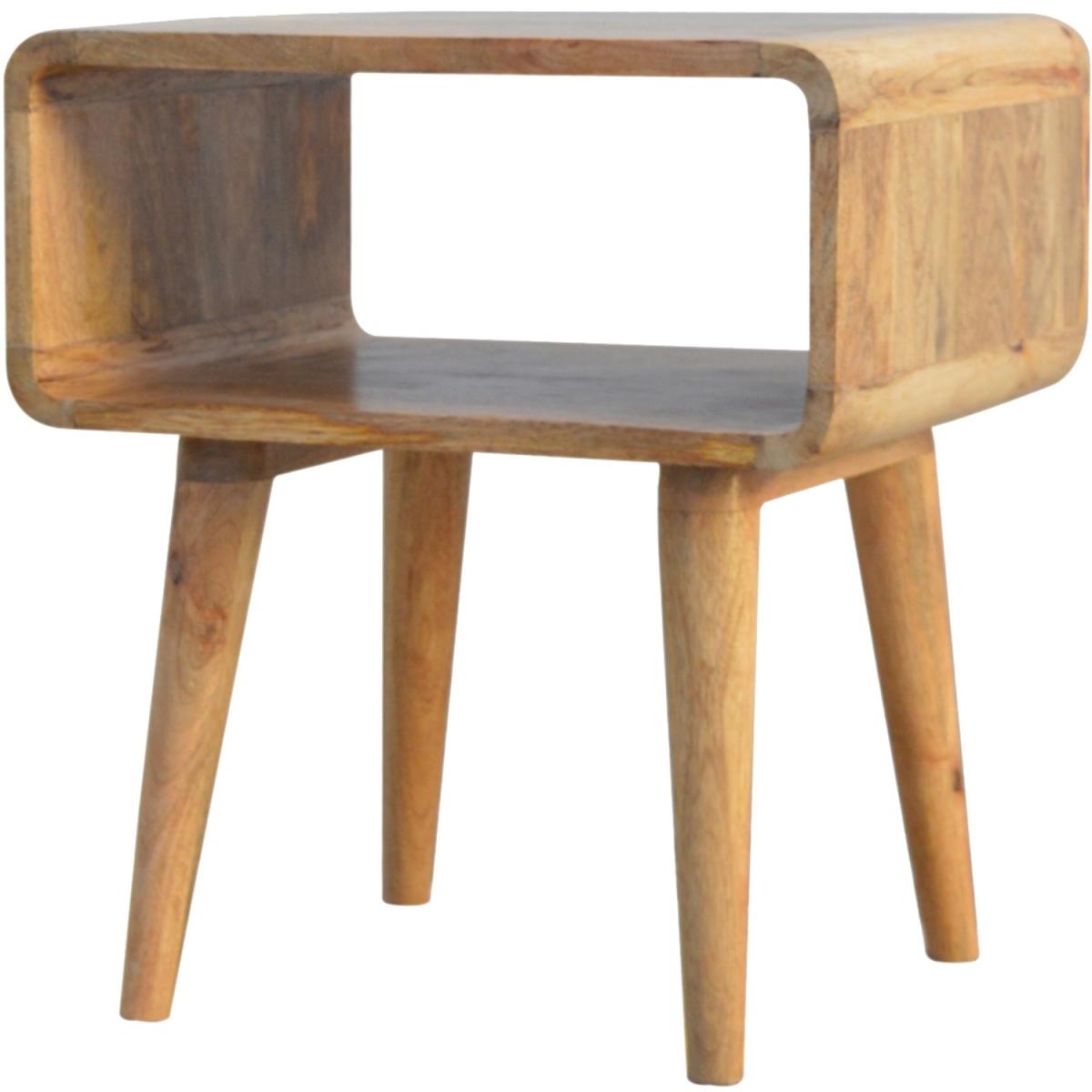 Solid Wood Curved Open Bedside Table with Open Slot - Orange – image 7
