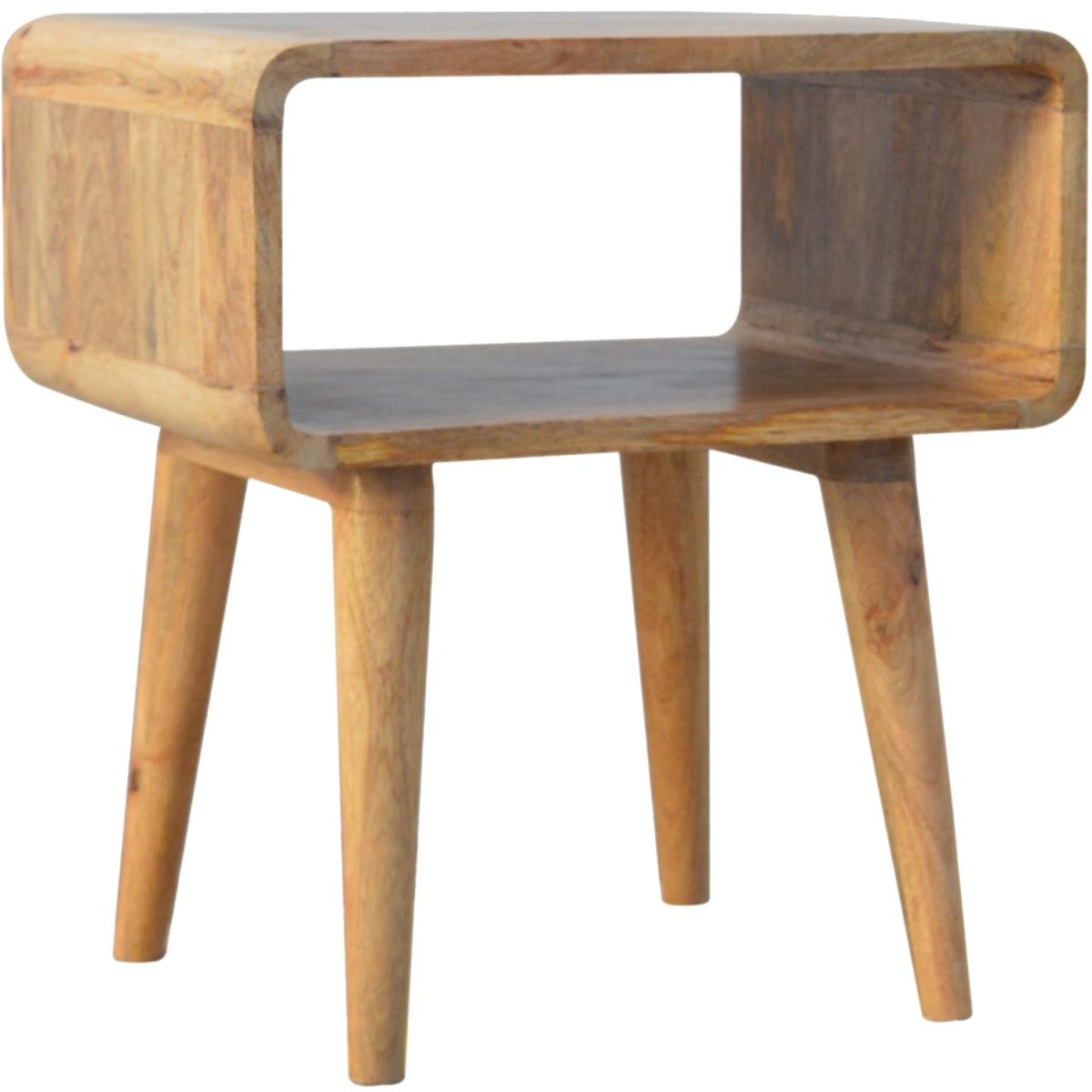 Solid Wood Curved Open Bedside Table with Open Slot - Orange – image 8