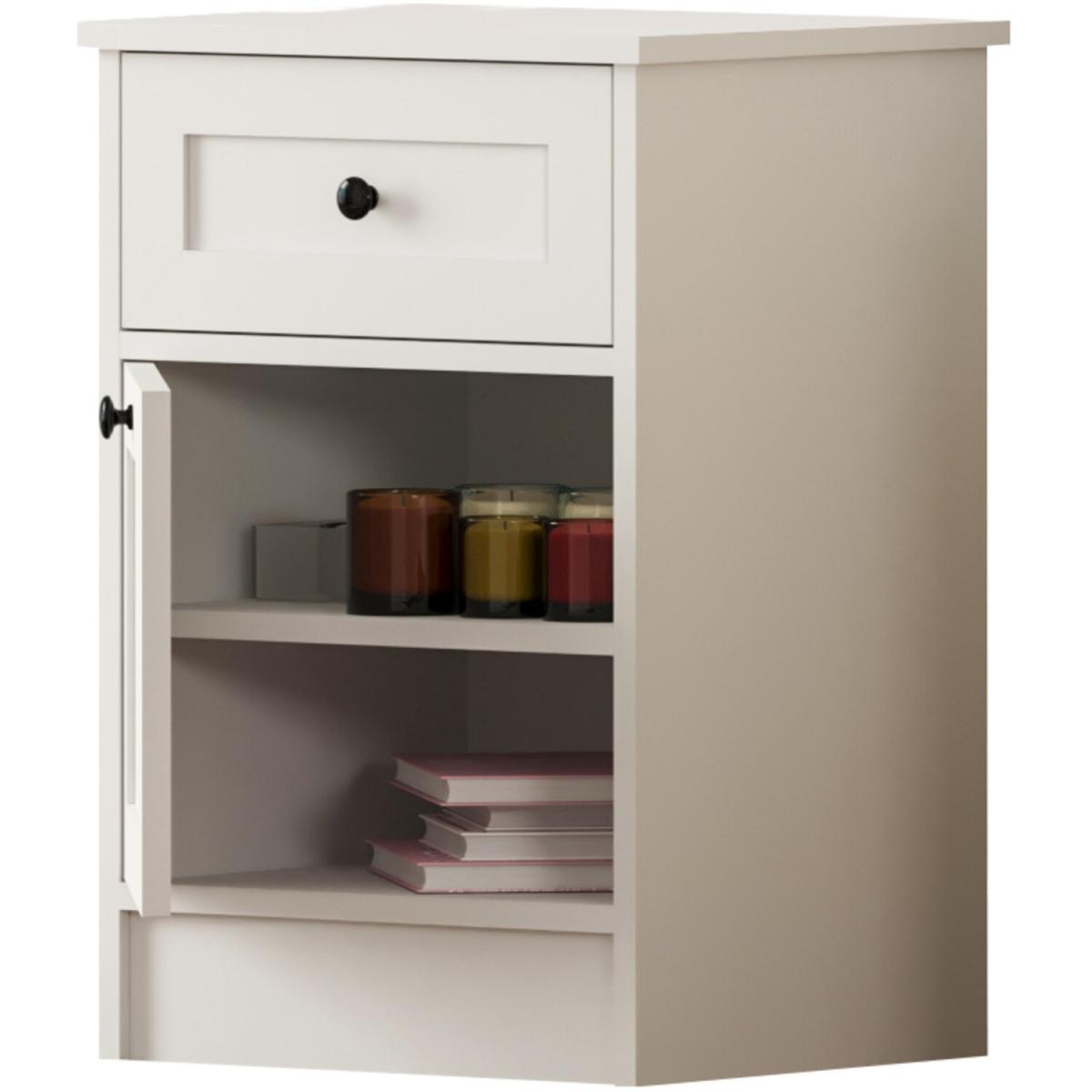 DAISY 1 Door 1 Drawer Bedside Table - White – image 3