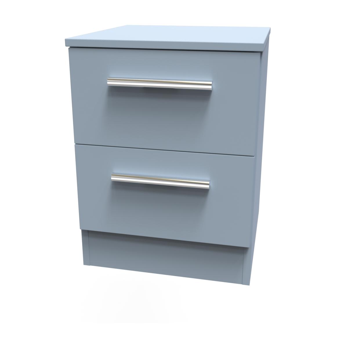 Contrast Ready Assembled 2 Drawer Bedside - Denim Blue – image 3