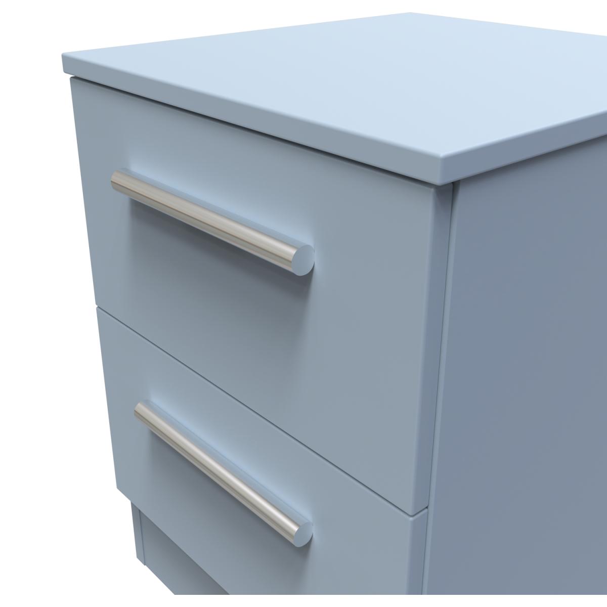 Contrast Ready Assembled 2 Drawer Bedside - Denim Blue – image 4