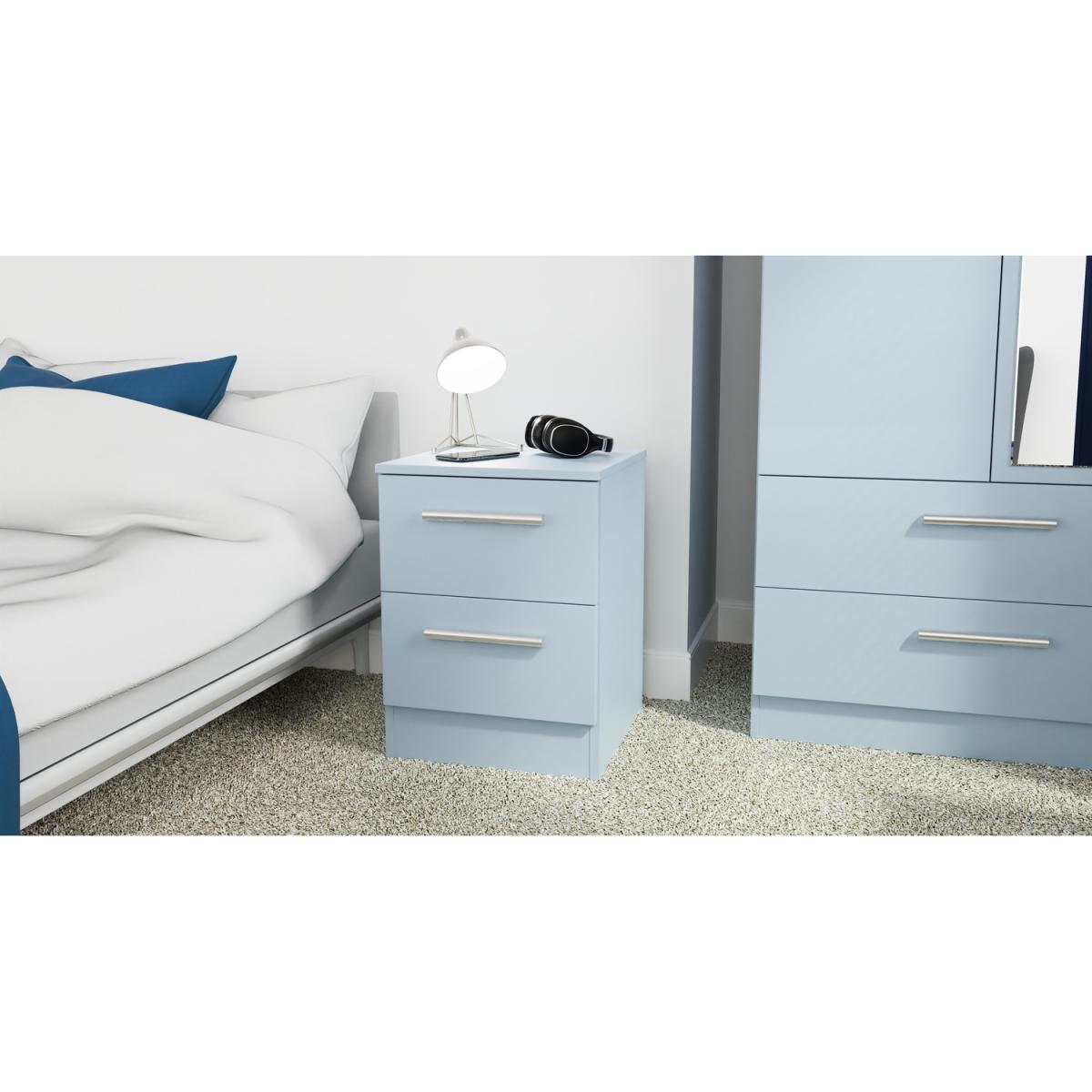 Contrast Ready Assembled 2 Drawer Bedside - Denim Blue – image 5