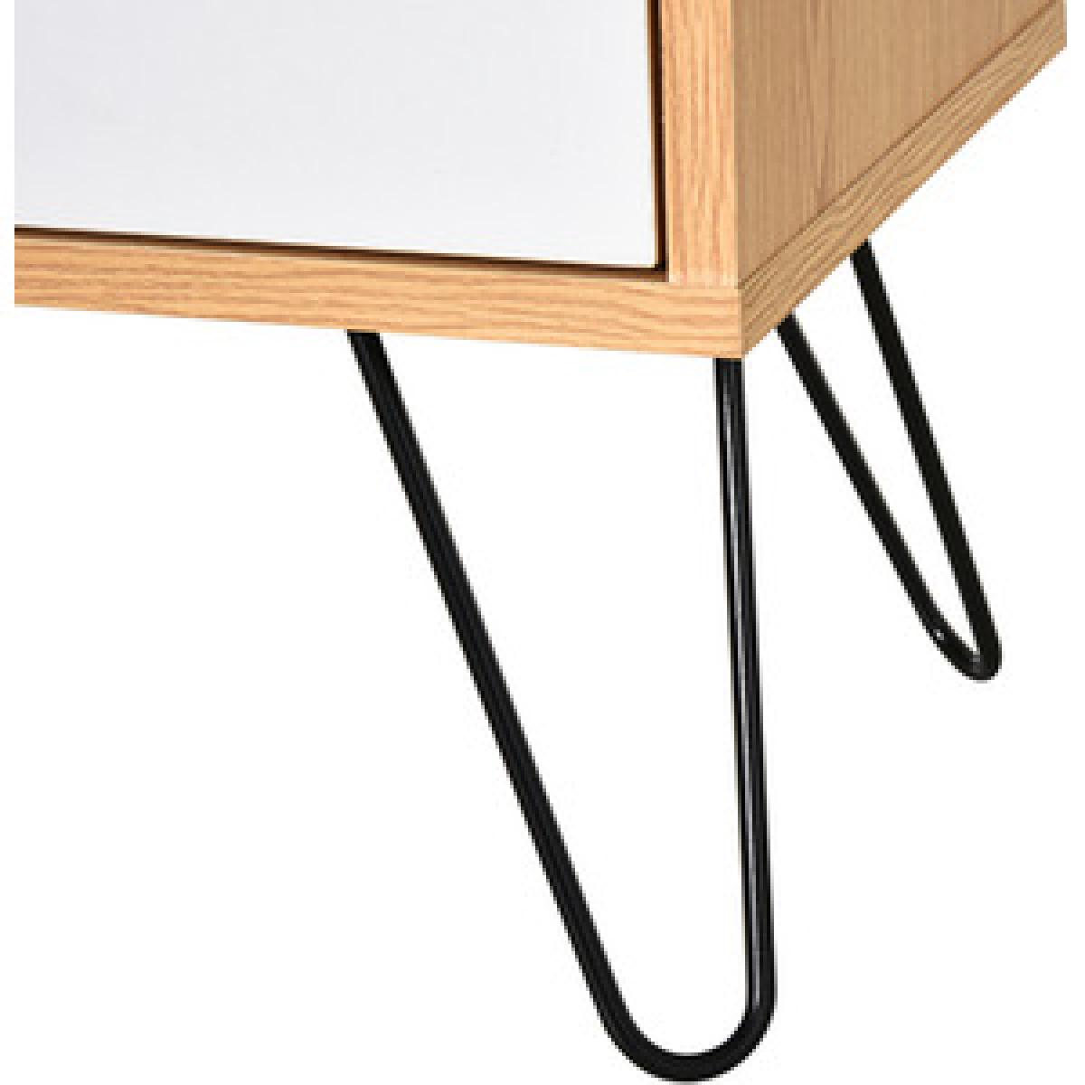 Modern Bedside Table with Compartment Drawer - Brown & White – image 8
