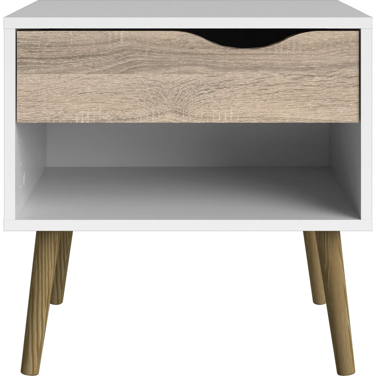 Oslo Bedside 1 Drawer in White and Oak - White & Oak – image 5