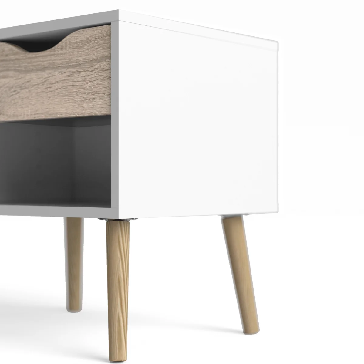 Oslo Bedside 1 Drawer in White and Oak - White & Oak – image 7