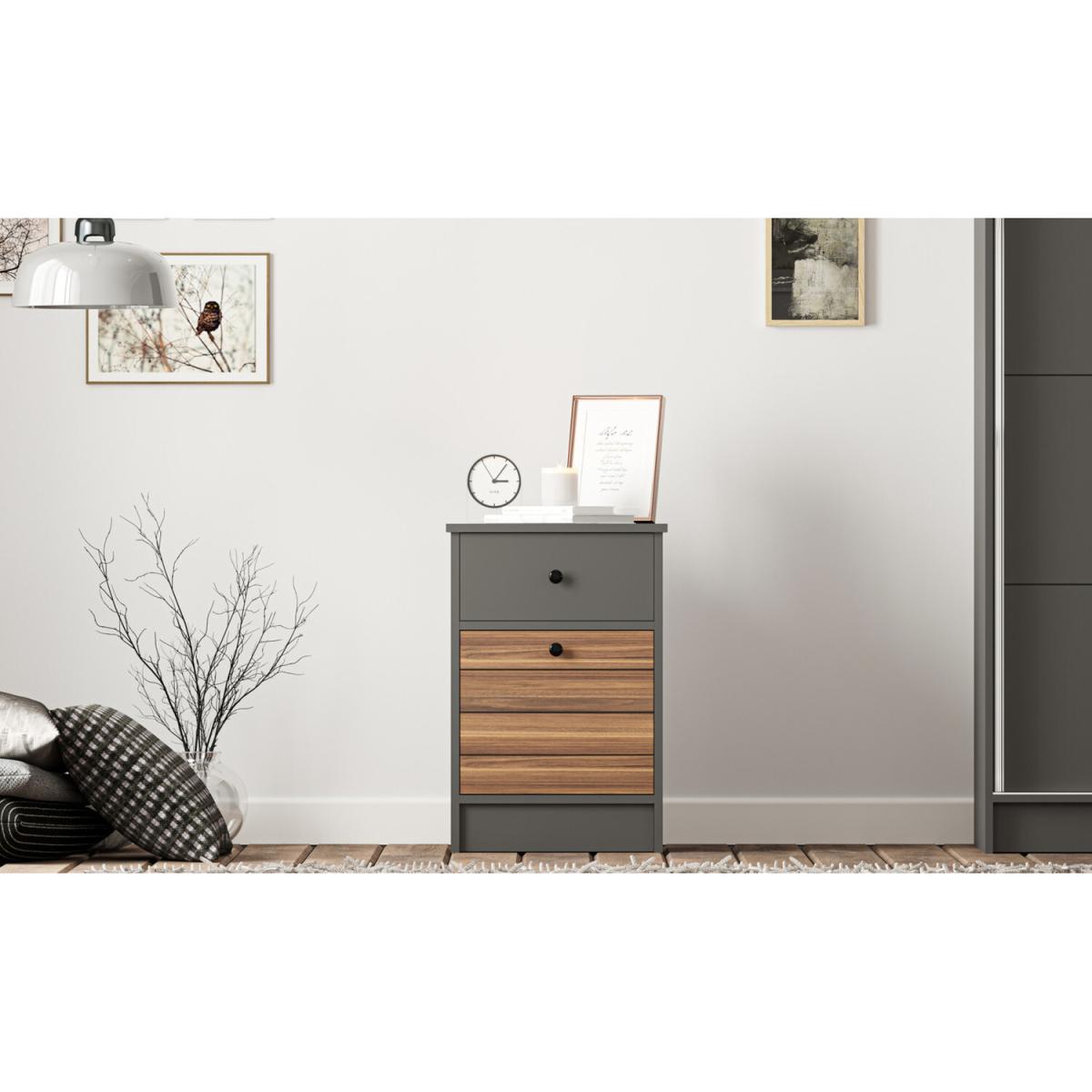 MILANO 1 Door 1 Drawer Bedside Table - Black – image 2