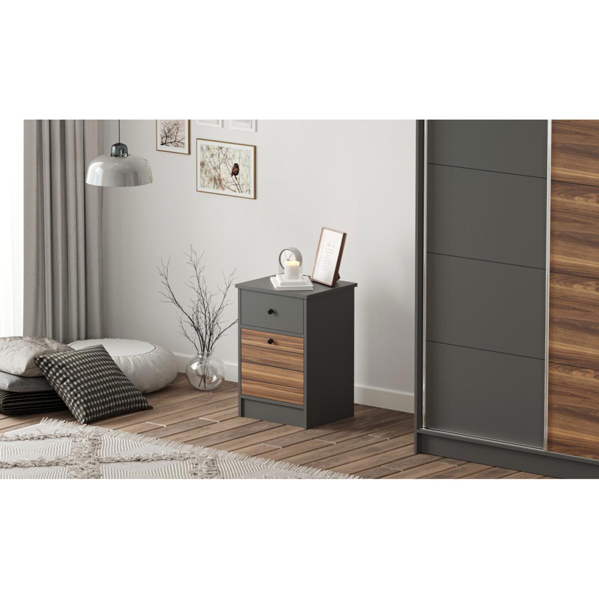 MILANO 1 Door 1 Drawer Bedside Table - Black – image 4