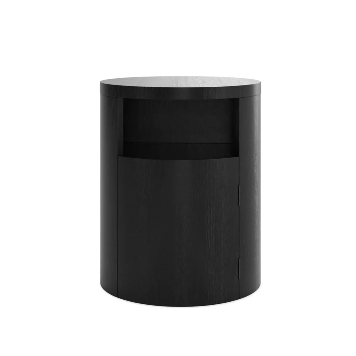Yori Round Bedside Cabinet Matt 1 Door and Open Shelf - Black – image 2