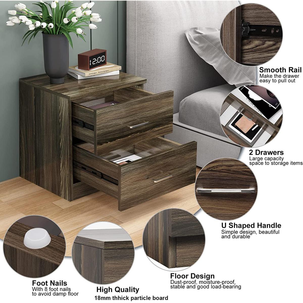 Dripex Bedside Table with 2 Drawers - Retro – image 4