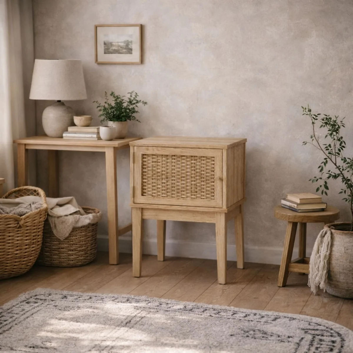 Waterford Rattan Bedside Table 1 Door Natural - Brown – image 1