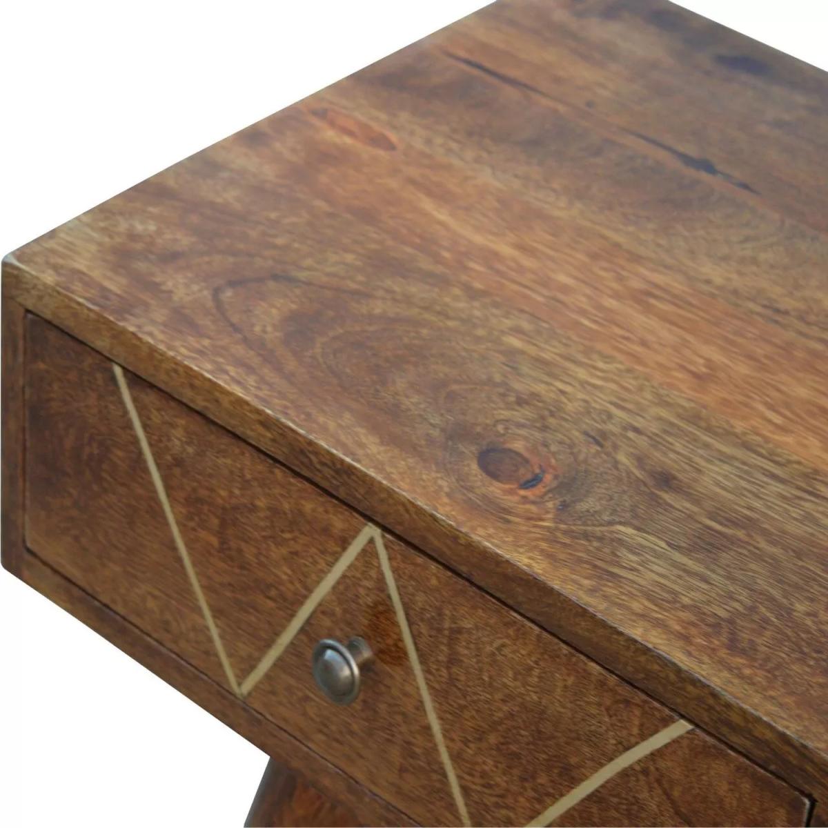 Emperado Solid Wood Bedside Table - Brown – image 3