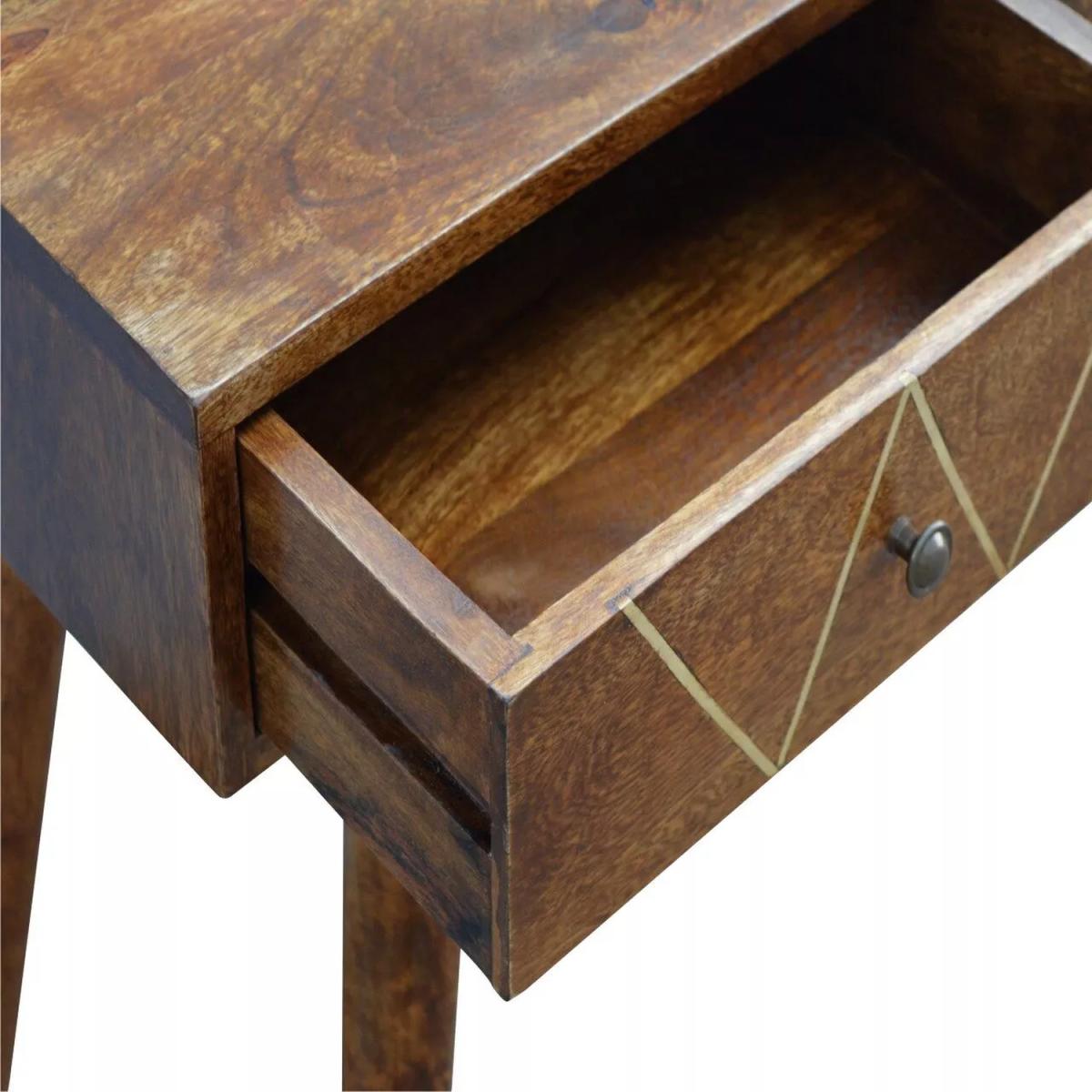 Emperado Solid Wood Bedside Table - Brown – image 5