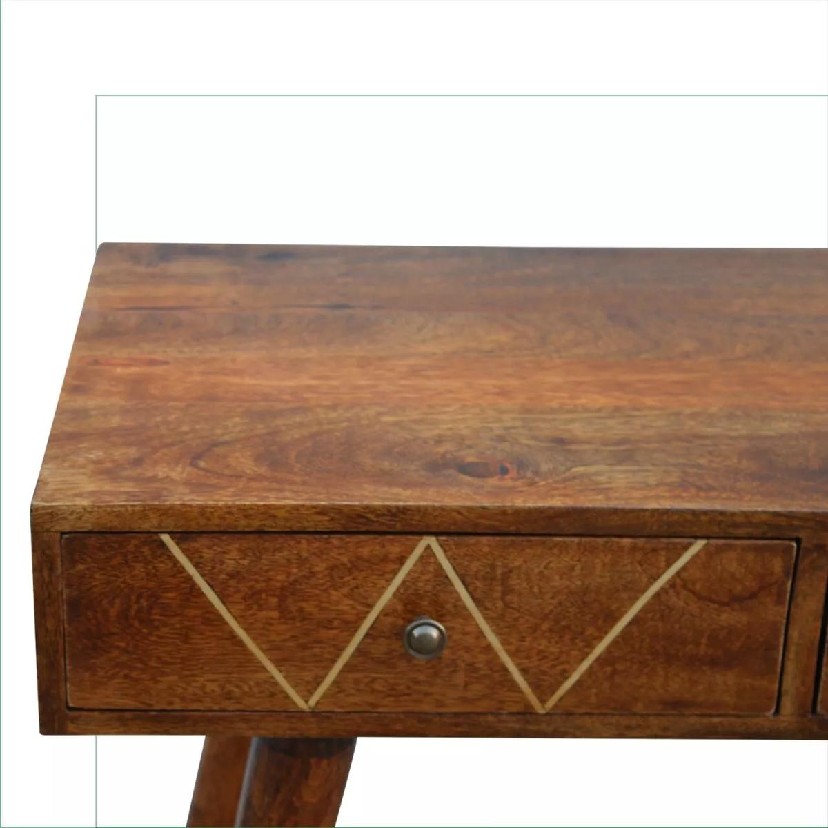 Emperado Solid Wood Bedside Table - Brown – image 6