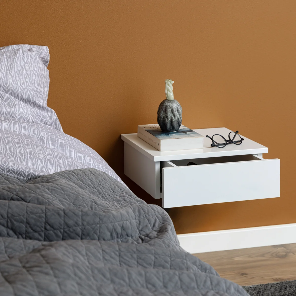 Avignon Square Bedside Table 1 Drawer - Oak – image 2