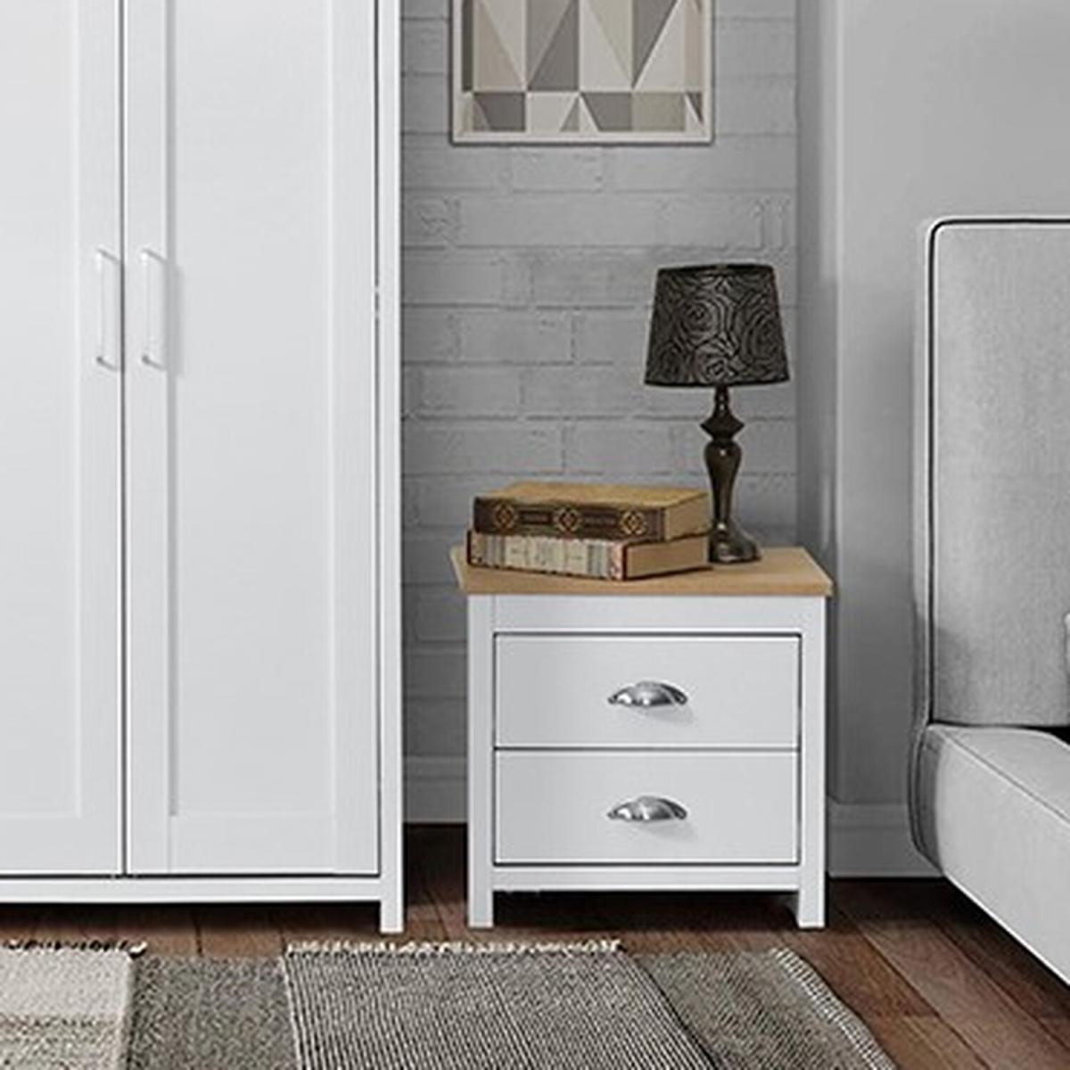 Bedside Table in Grey or White With Caramel Bar - White – image 1