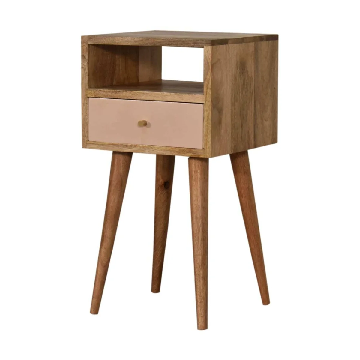 Sainte Marie Mini Bedside Table with Blush Drawer and Open Shelf - Brown – image 2