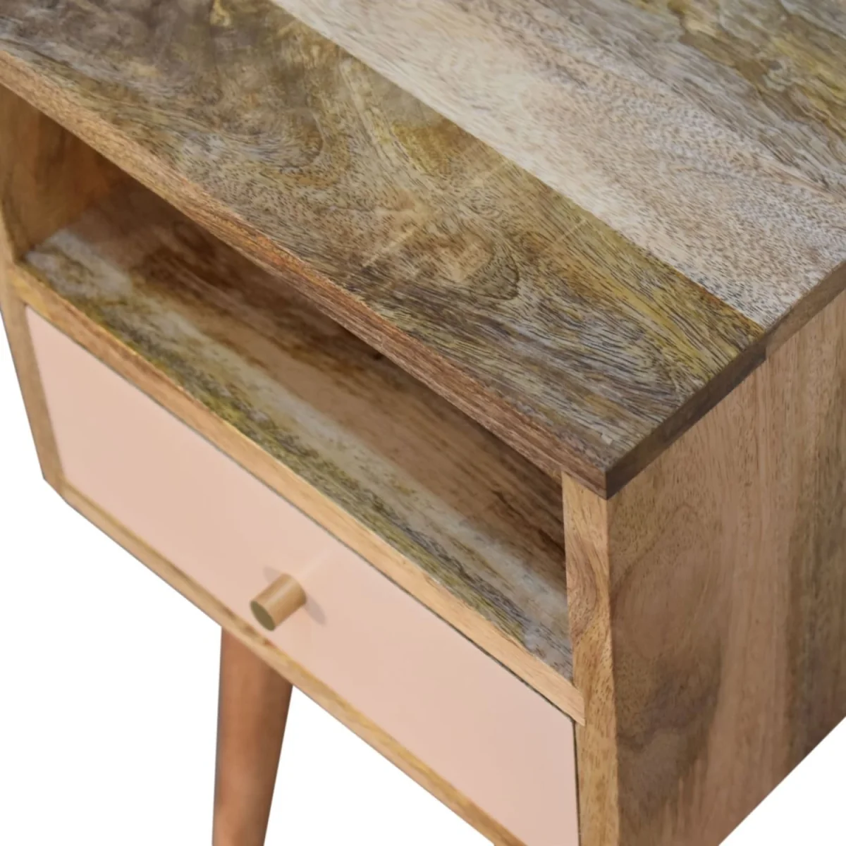 Sainte Marie Mini Bedside Table with Blush Drawer and Open Shelf - Brown – image 4
