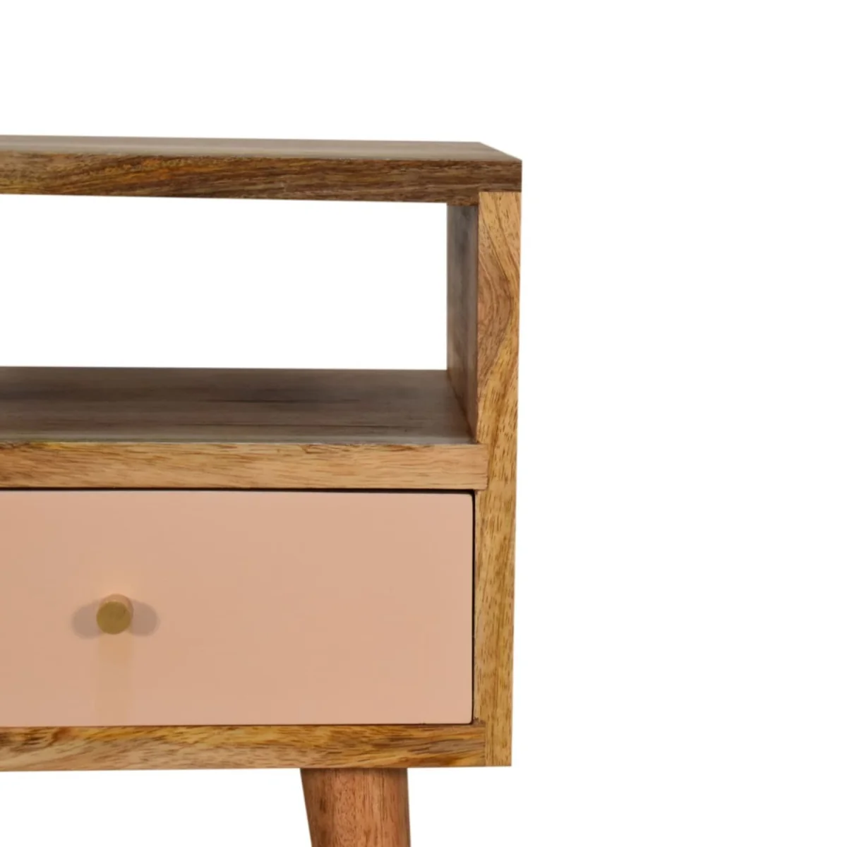 Sainte Marie Mini Bedside Table with Blush Drawer and Open Shelf - Brown – image 5