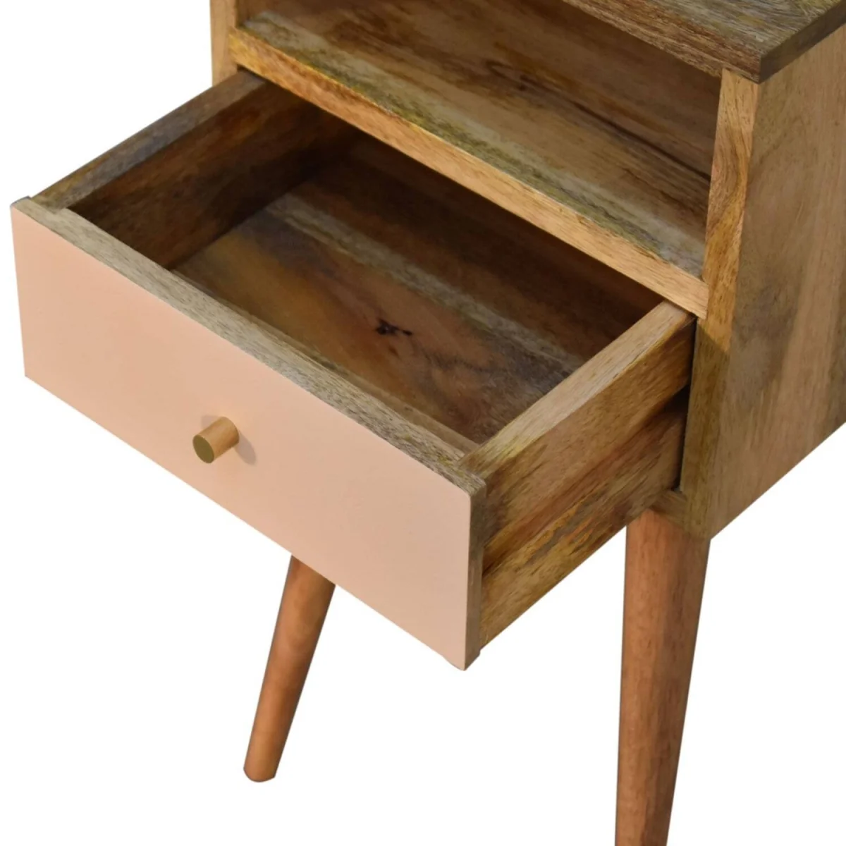 Sainte Marie Mini Bedside Table with Blush Drawer and Open Shelf - Brown – image 6
