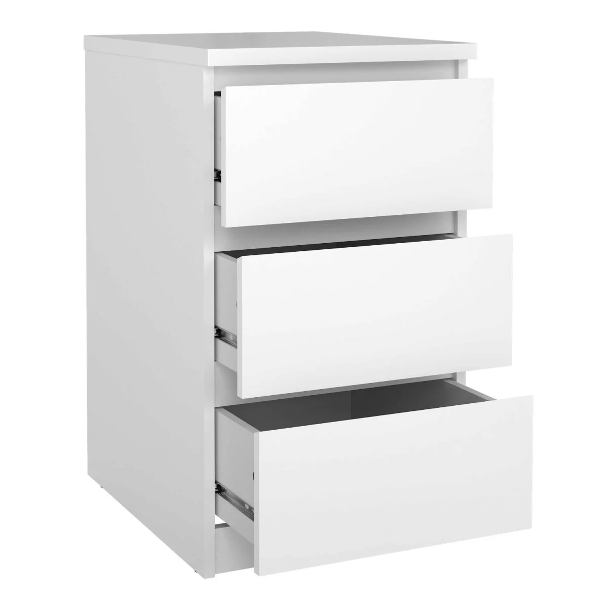 Budapest White Gloss 3-Drawer Bedside Table - White – image 4