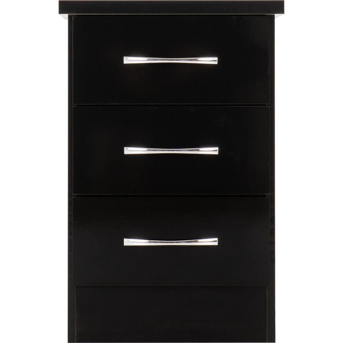 Nevada 3 Drawer Bedside - Black Gloss – image 4