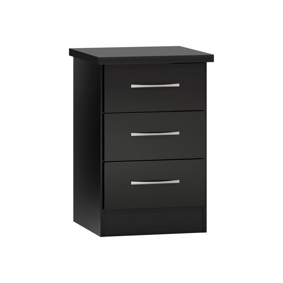 Nevada 3 Drawer Bedside - Black Gloss – image 1