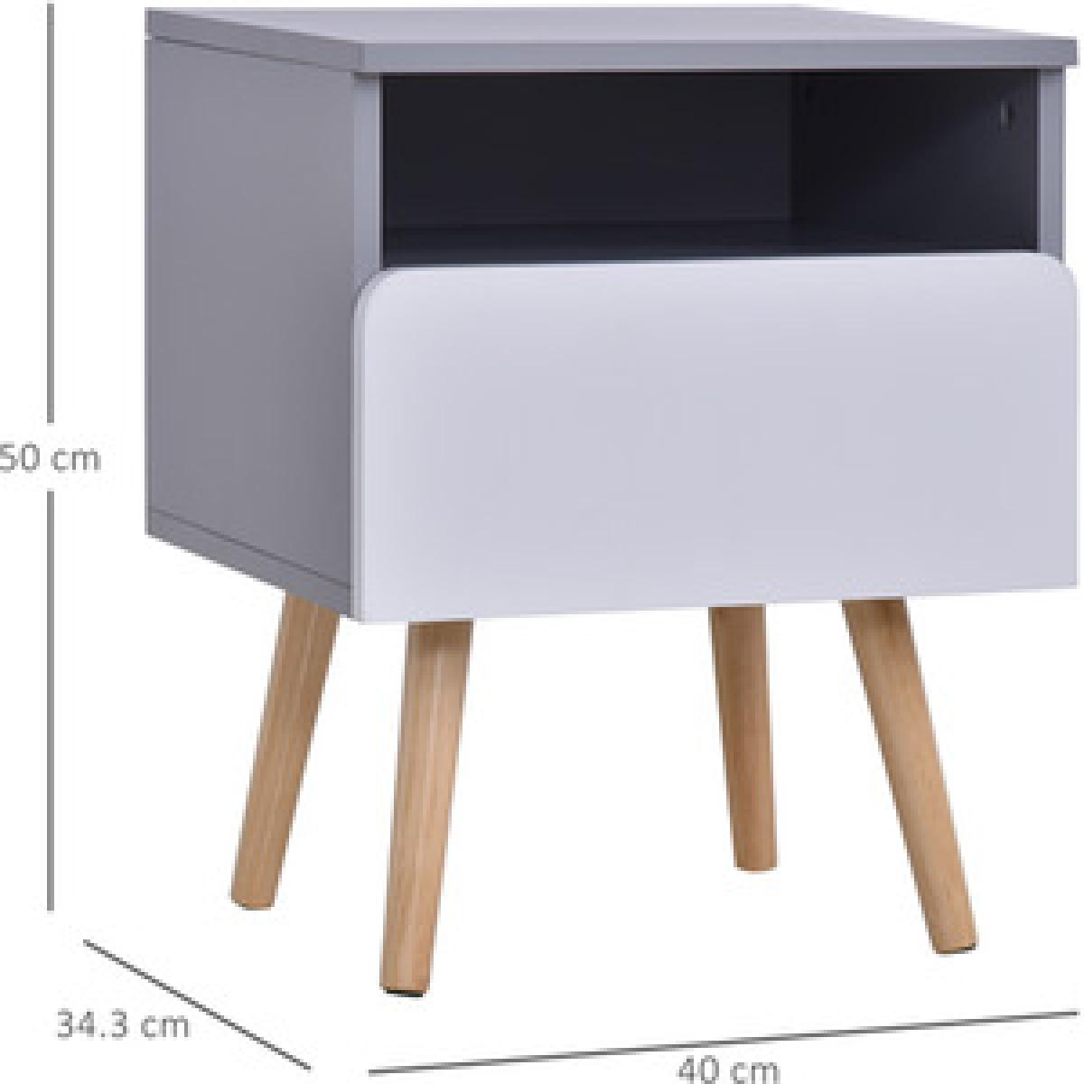 Clean Cut Bedside Table - White, Grey – image 2