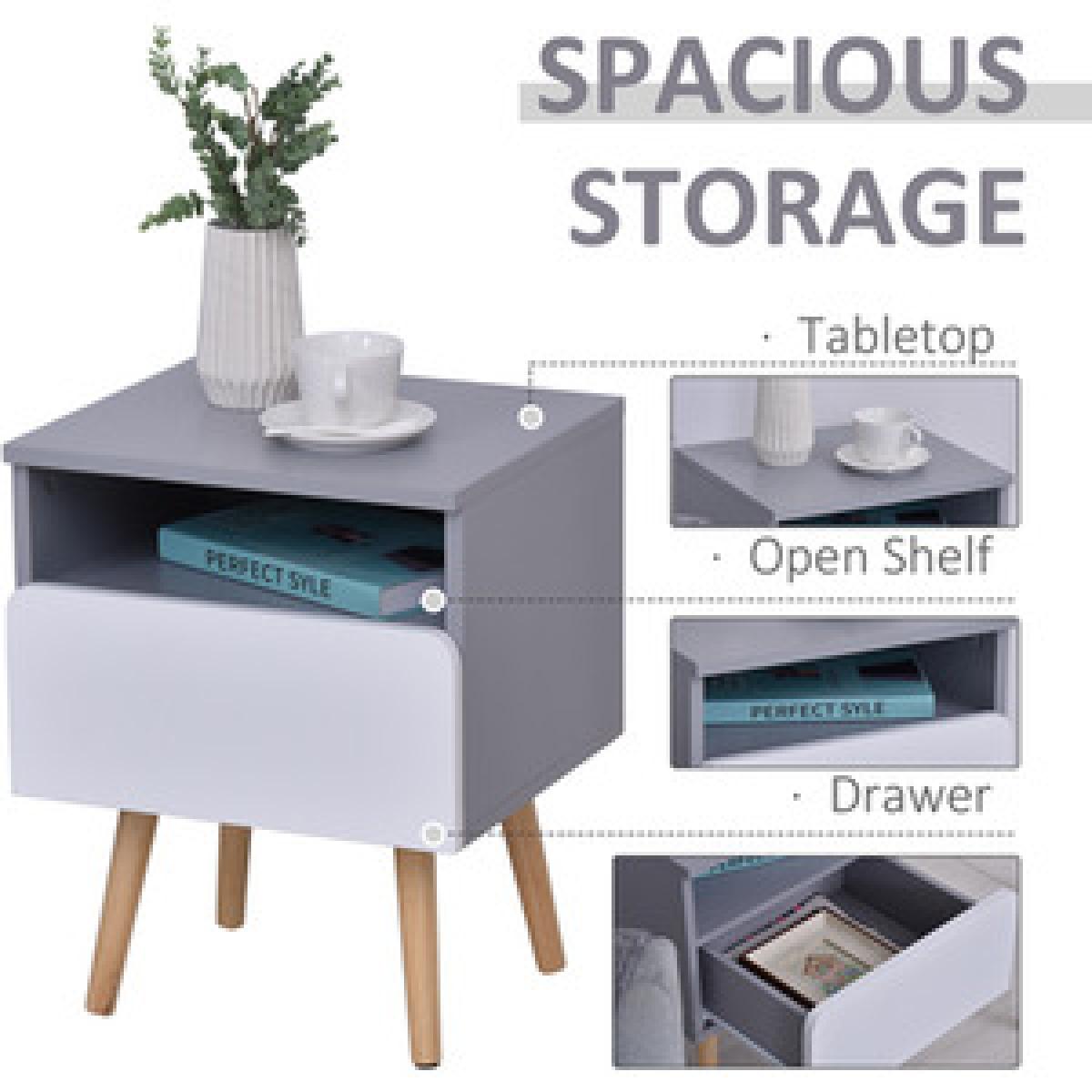 Clean Cut Bedside Table - White, Grey – image 3